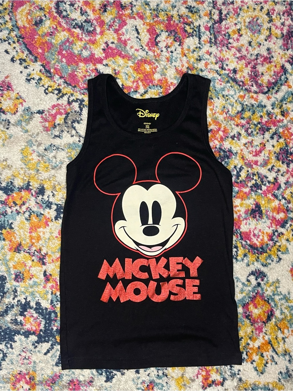 Disney Mickey Mouse Black Tank Top - Red Graphic